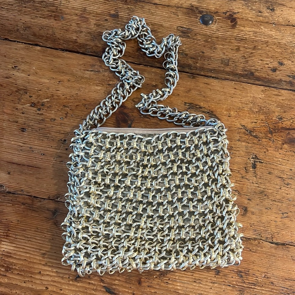 Vintage metal silver and gold chain purse